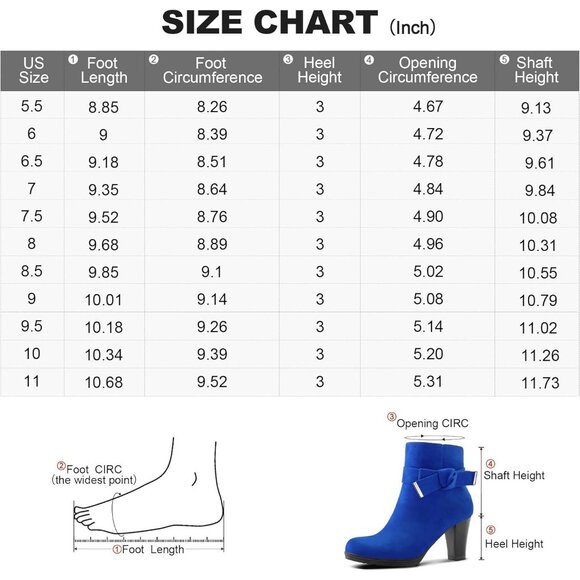 mysoft Women's Booties with Heel, Chunky Stacked Zipper Ankle Boots for Ladies - Picture 7 of 7